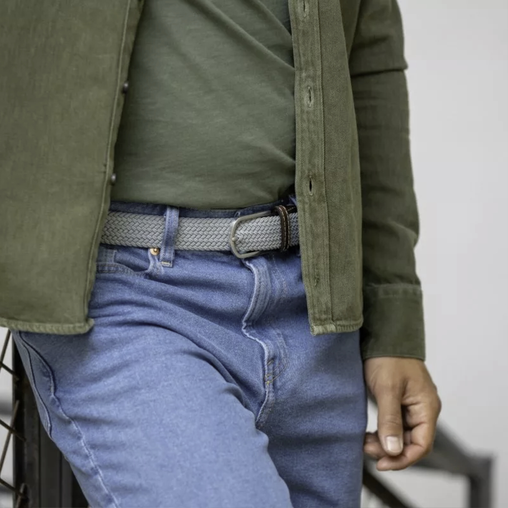 Billybelt - Elastische gevlochten riem - Gris Perle - Maat 1