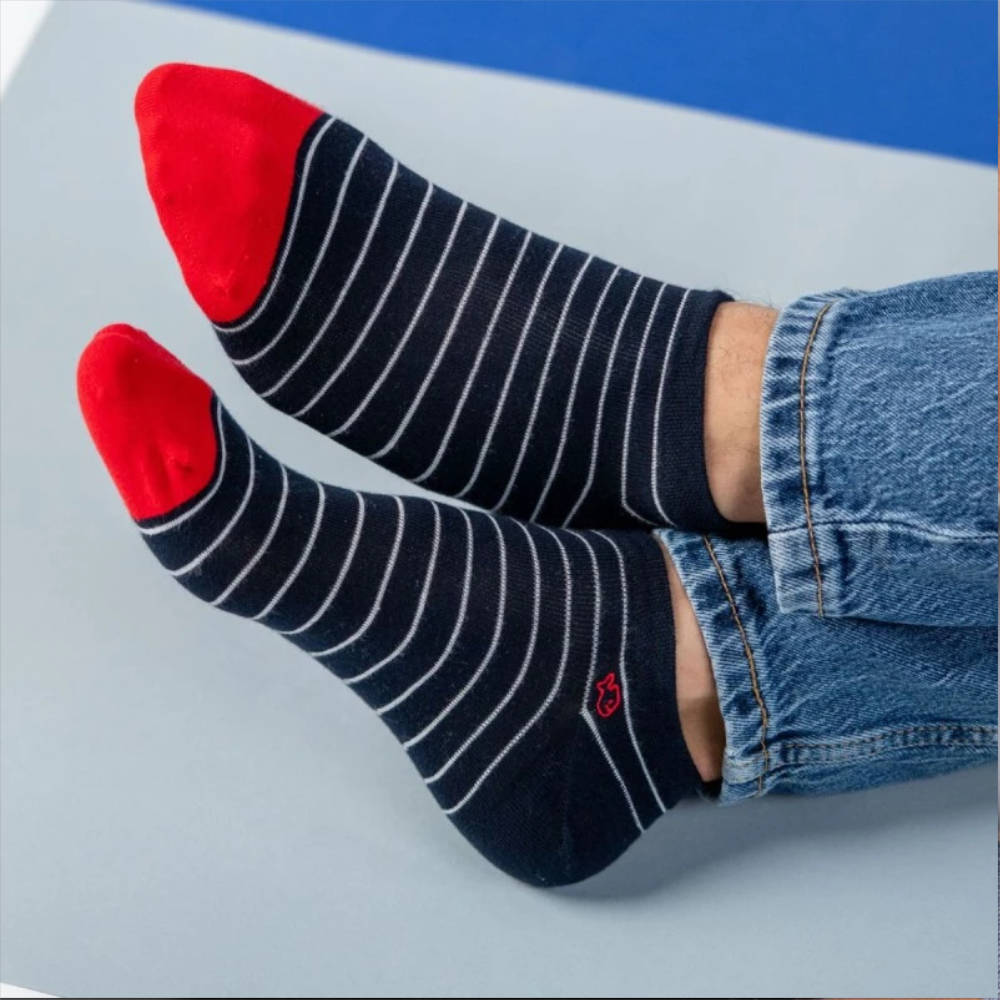 BillyBelt - Striped Soquettes - Navy & White