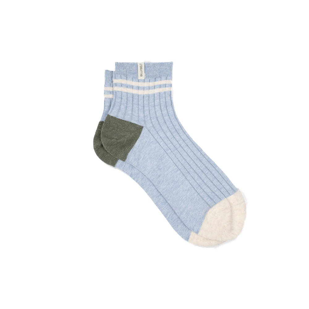 BillyBelt - Chaussettes mi-hautes - Bleu ciel, rayé beige